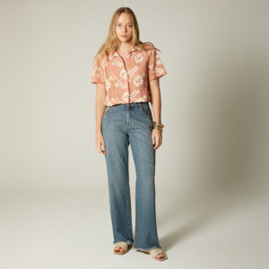 Studio F Blusa Boxy Manga Corta Beige