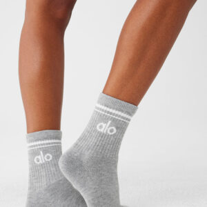 Alo Medias Unisex Half-crew Sox Gris/ Blanco T=M